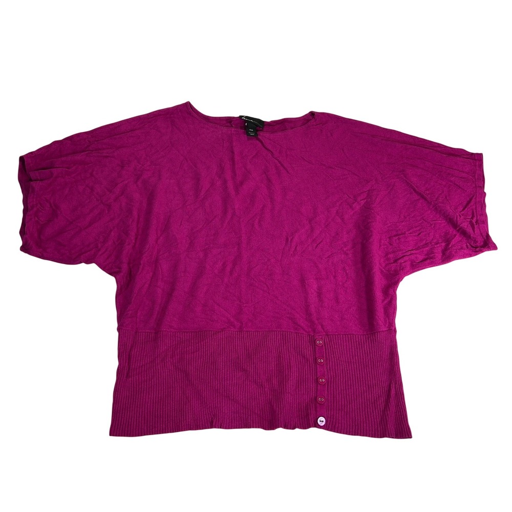 Lane Bryant Magenta Short Sleeve Dolman Sweater Side Button Ribbed Hem 18/20